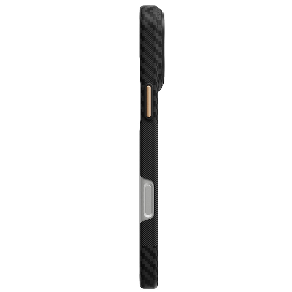 Apple iPhone 18 Pro Kılıf M-safe Şarj Özellikli 600D Metal Kamera Çerçeveli Raptic Aramid Karbon Fiber Geotik Serisi Kapak Siyah