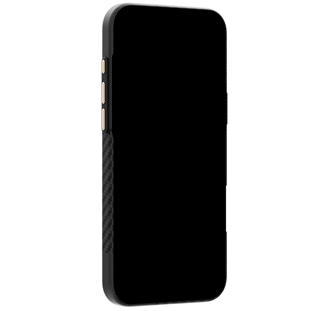 Apple iPhone 18 Pro Kılıf M-safe Şarj Özellikli 600D Metal Kamera Çerçeveli Raptic Aramid Karbon Fiber Geotik Serisi Kapak Siyah