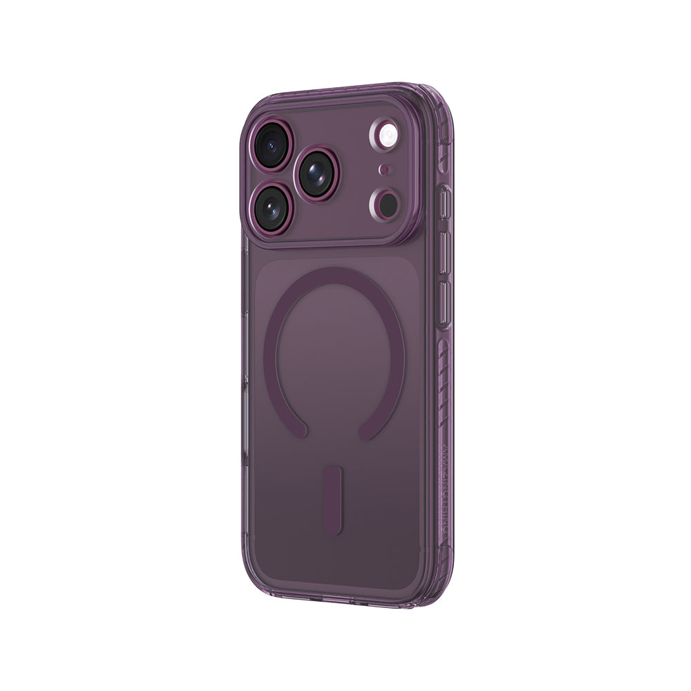 Apple iPhone 18 Pro Kılıf M-Safe Şarj Özellikli Airbag Tasarımlı AmazingThing Titan Pro Lens Serisi Kapak Mor