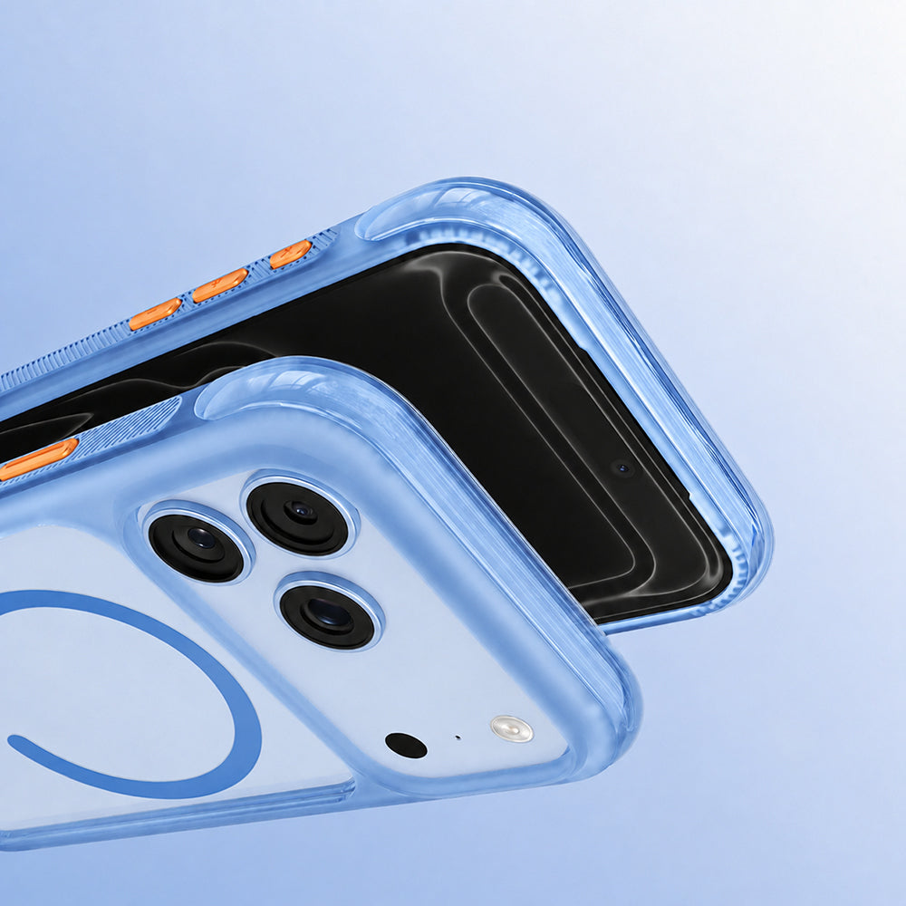 Apple iPhone 18 Pro Kılıf M-safe Şarj Özellikli Airbag Tasarımlı Mutural Air Shield Serisi Kapak Açık Mavi