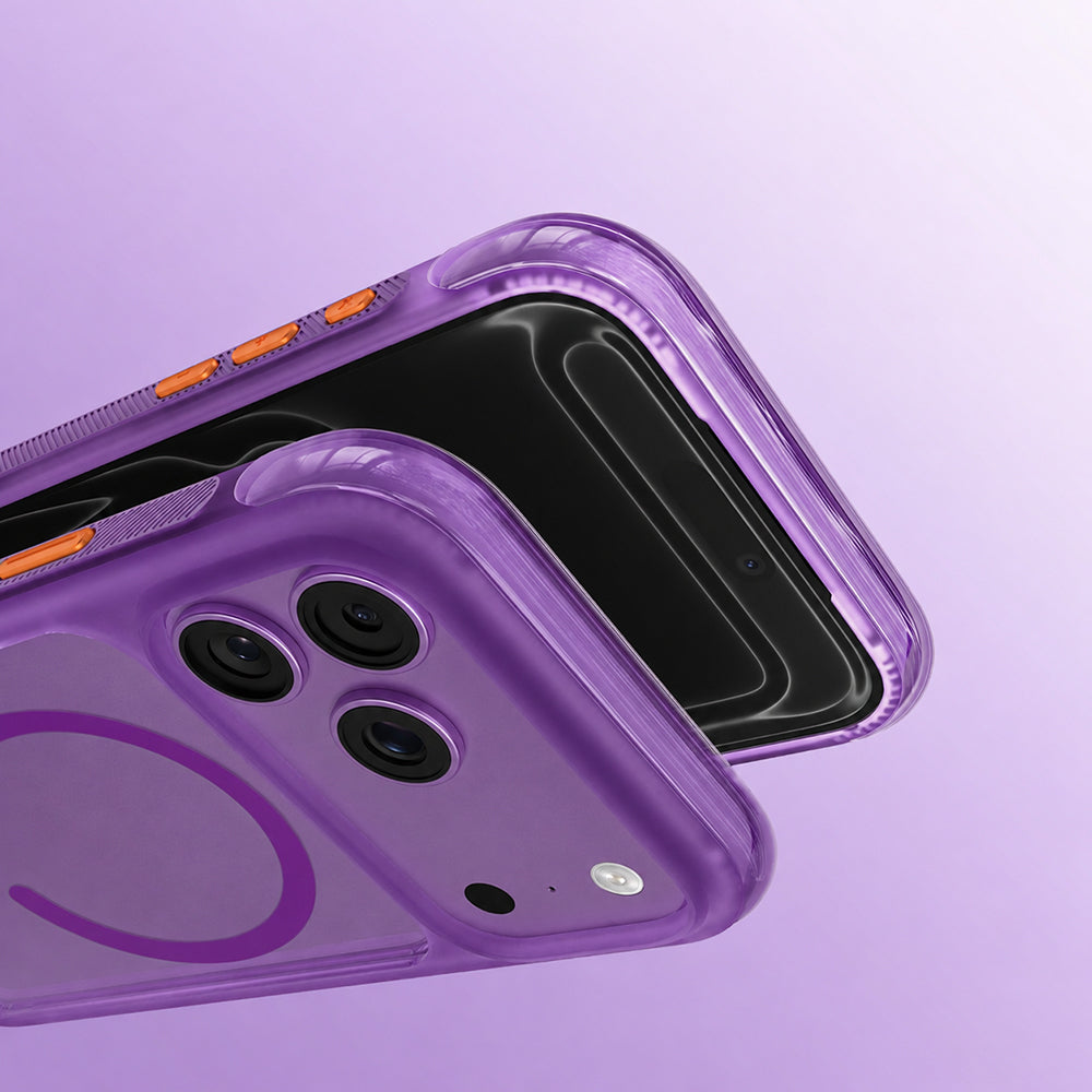 Apple iPhone 18 Pro Kılıf M-safe Şarj Özellikli Airbag Tasarımlı Mutural Air Shield Serisi Kapak Mor