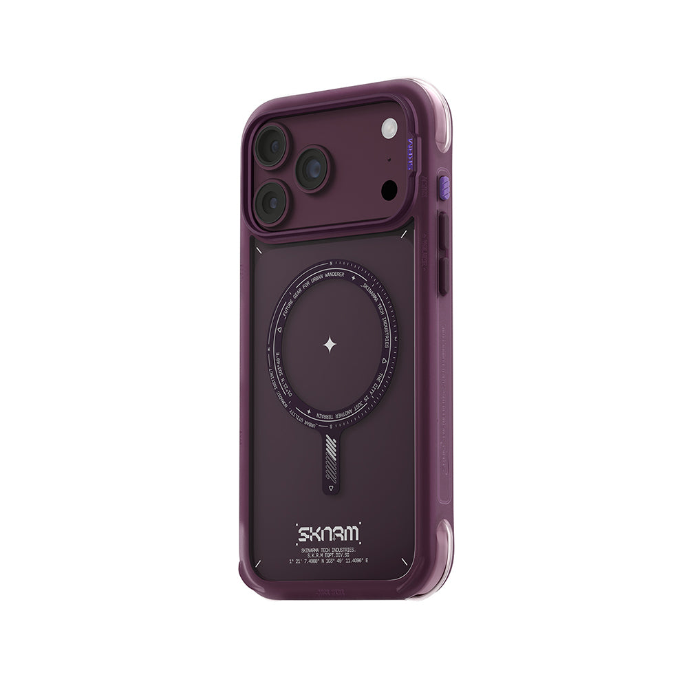 Apple iPhone 18 Pro Kılıf M-Safe Şarj Özellikli Airbag Tasarımlı Skinarma Avion Kapak Bordo