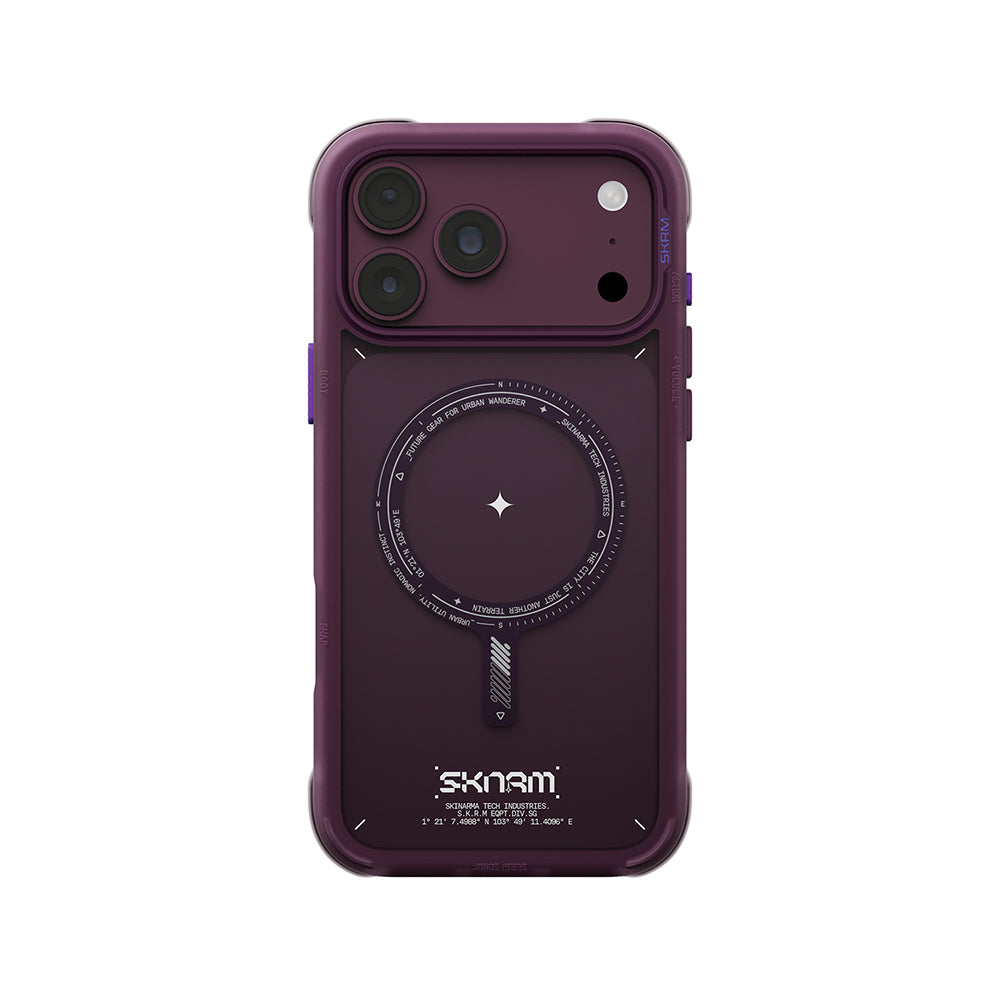 Apple iPhone 18 Pro Kılıf M-Safe Şarj Özellikli Airbag Tasarımlı Skinarma Avion Kapak Bordo