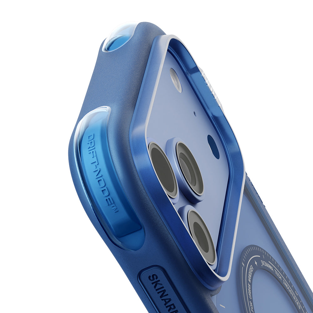 Apple iPhone 18 Pro Kılıf M-Safe Şarj Özellikli Airbag Tasarımlı Skinarma Avion Kapak Mavi
