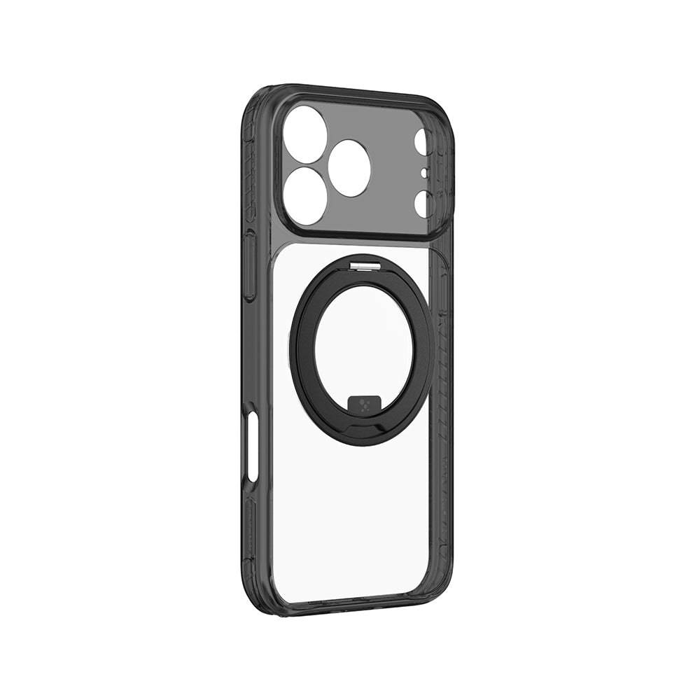 Apple iPhone 18 Pro Kılıf M-Safe Şarj Özellikli Airbag Tasarımlı Standlı Lens Korumalı AmazingThing Titan Pro MagSpin Kapak Siyah