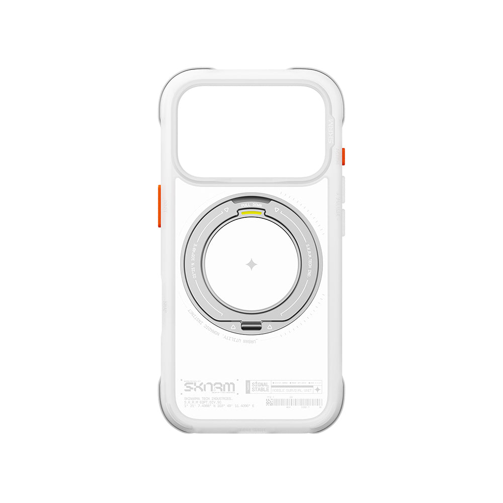 Apple iPhone 18 Pro Kılıf M-Safe Şarj Özellikli Airbag Tasarımlı Standlı Skinarma Atlas Kapak Beyaz