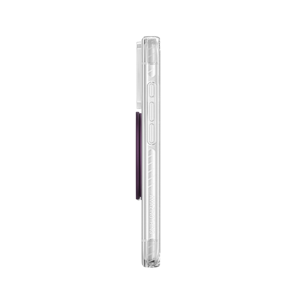 Apple iPhone 18 Pro Kılıf M-safe Şarj Özellikli Amazingthing Titan Pro Serisi Pop Ring Standlı Set Mor