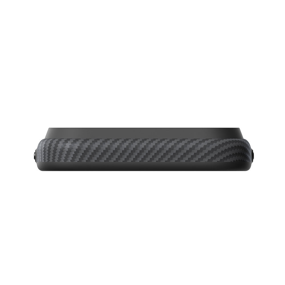 Apple iPhone 18 Pro Kılıf M-safe Şarj Özellikli Aramid Karbon Fiber Pitaka Military-Grade Classic Serisi New Logo Black-Grey Twill Kapak Siyah