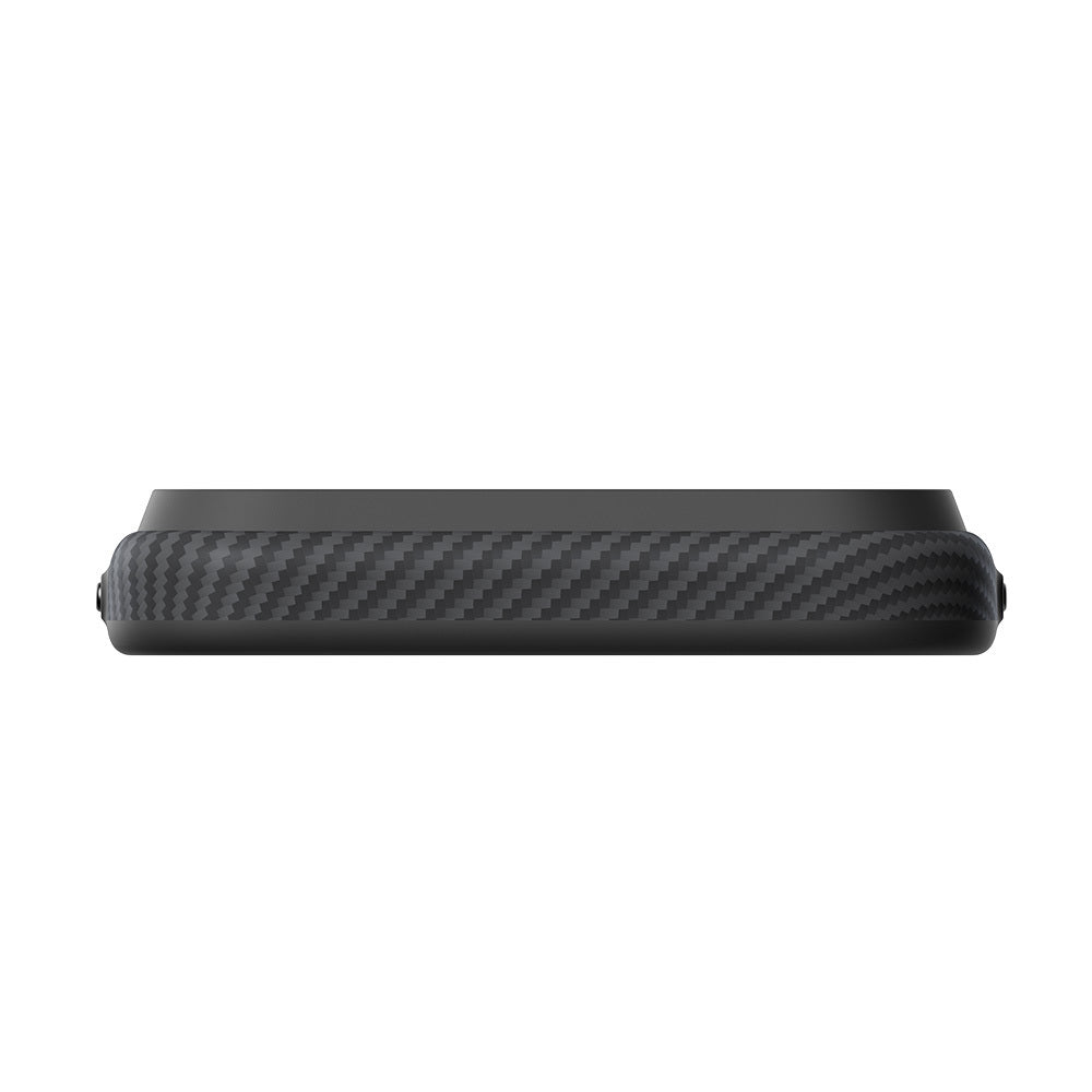 Apple iPhone 18 Pro Kılıf M-safe Şarj Özellikli Aramid Karbon Fiber Pitaka Military-Grade Classic Serisi New Logo Black-Grey Twill Kapak Siyah