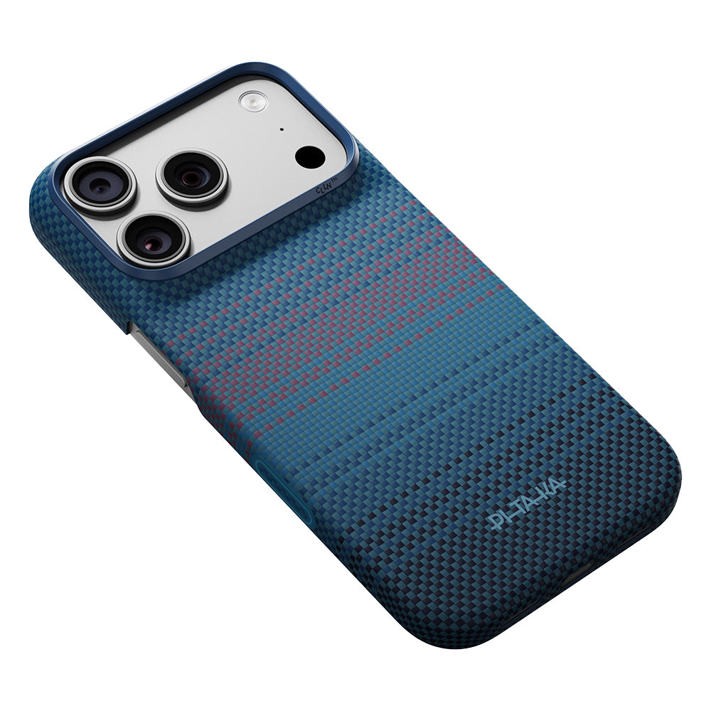 Apple iPhone 18 Pro Kılıf M-safe Şarj Özellikli Aramid Karbon Fiber Pitaka Moonrise 2.0 Nights Serisi Kapak Lacivert