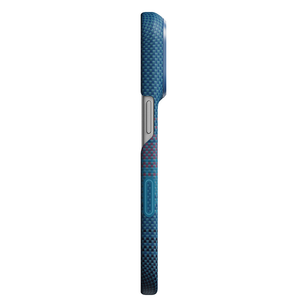 Apple iPhone 18 Pro Kılıf M-safe Şarj Özellikli Aramid Karbon Fiber Pitaka Moonrise 2.0 Nights Serisi Kapak Lacivert