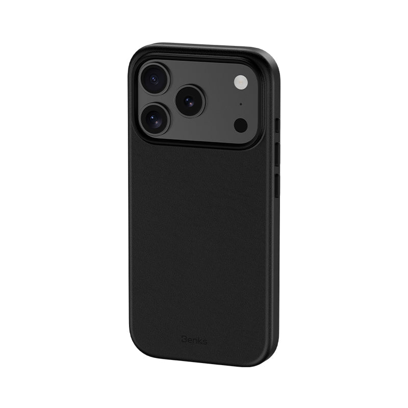 Apple iPhone 18 Pro Kılıf M-safe Şarj Özellikli Çizilmeye Dayanıklı Benks VitaPro Serisi PU Deri Kapak Siyah