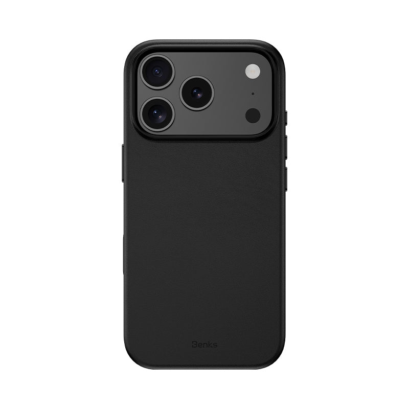 Apple iPhone 18 Pro Kılıf M-safe Şarj Özellikli Çizilmeye Dayanıklı Benks VitaPro Serisi PU Deri Kapak Siyah
