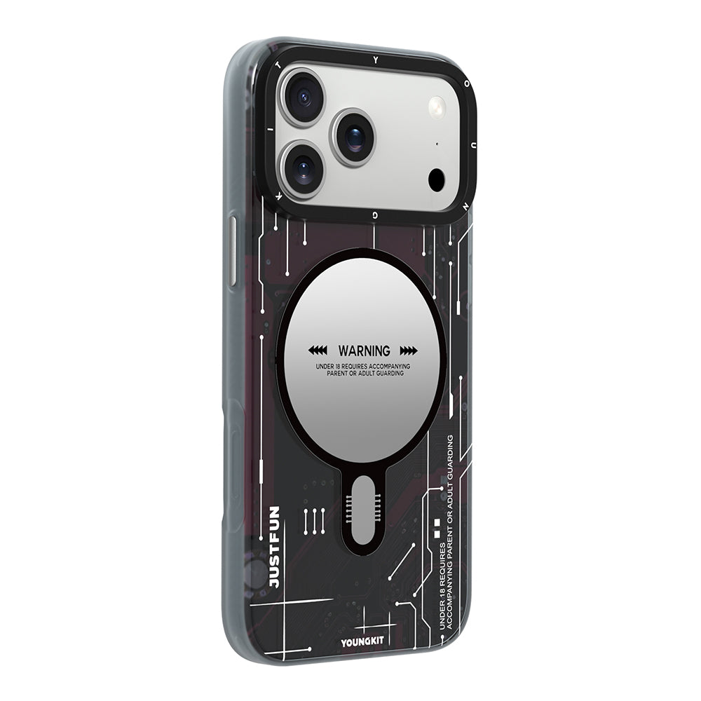 Apple iPhone 18 Pro Kılıf M-safe Şarj Özellikli Kamera Denetim Butonlu Youngkit Technology Serisi Kapak Kırmızı
