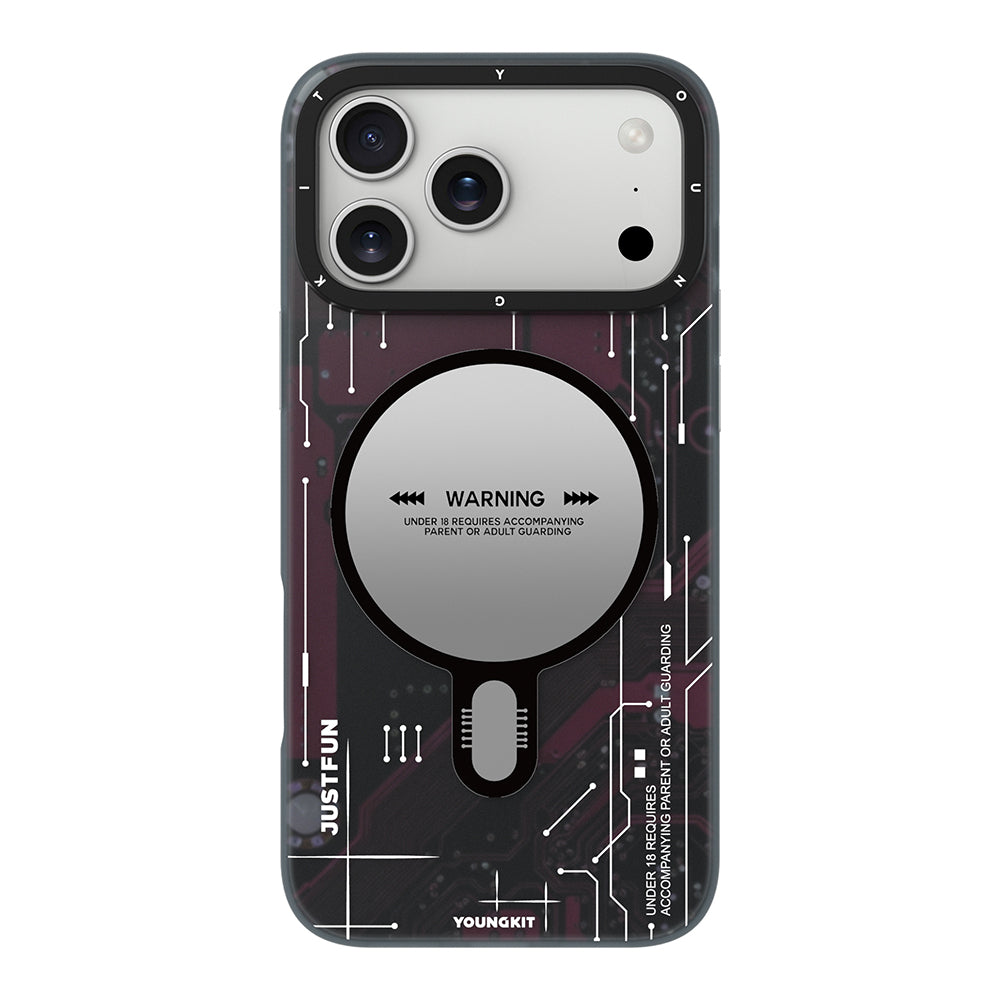 Apple iPhone 18 Pro Kılıf M-safe Şarj Özellikli Kamera Denetim Butonlu Youngkit Technology Serisi Kapak Kırmızı