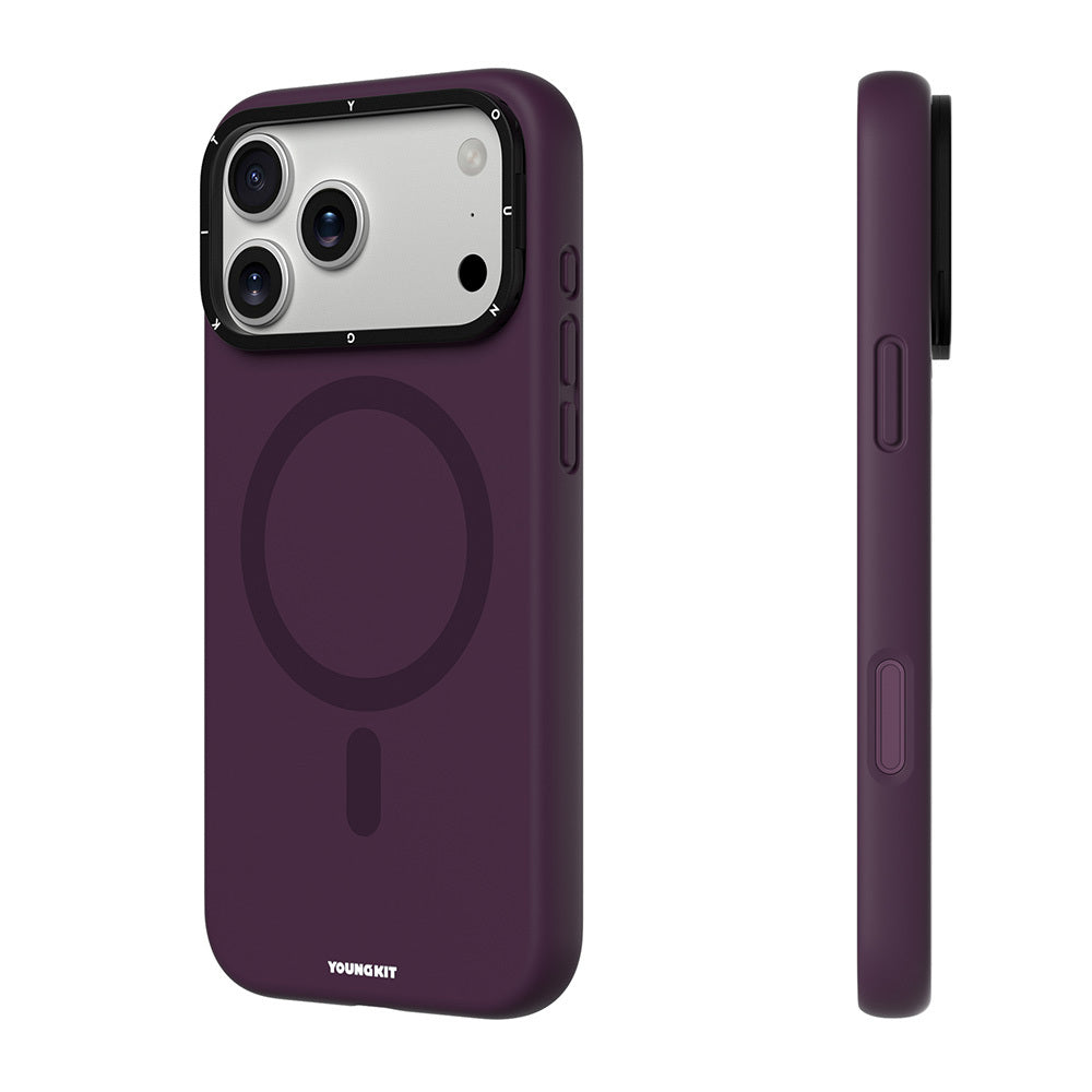 Apple iPhone 18 Pro Kılıf M-safe Şarj Özellikli Kamera Standlı Youngkit Bitty Cream Kapak Bordo