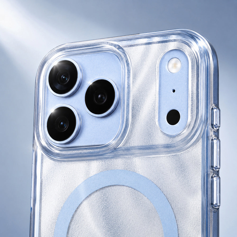 Apple iPhone 18 Pro Kılıf M-safe Şarj Özellikli Mutural Glow Desert Serisi Kapak Açık Mavi