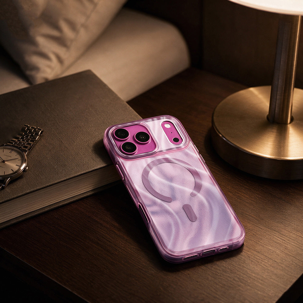 Apple iPhone 18 Pro Kılıf M-safe Şarj Özellikli Mutural Glow Desert Serisi Kapak Mor