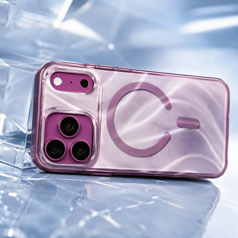 Apple iPhone 18 Pro Kılıf M-safe Şarj Özellikli Mutural Glow Desert Serisi Kapak Mor