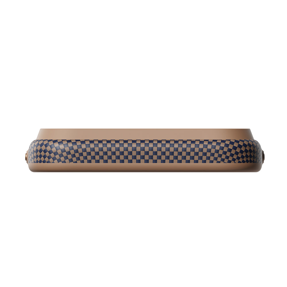 Apple iPhone 18 Pro Kılıf M-safe Şarj Özellikli Pitaka Tactile Woven Sunset-Moonrise Aramid Serisi Summa Kapak Kahverengi