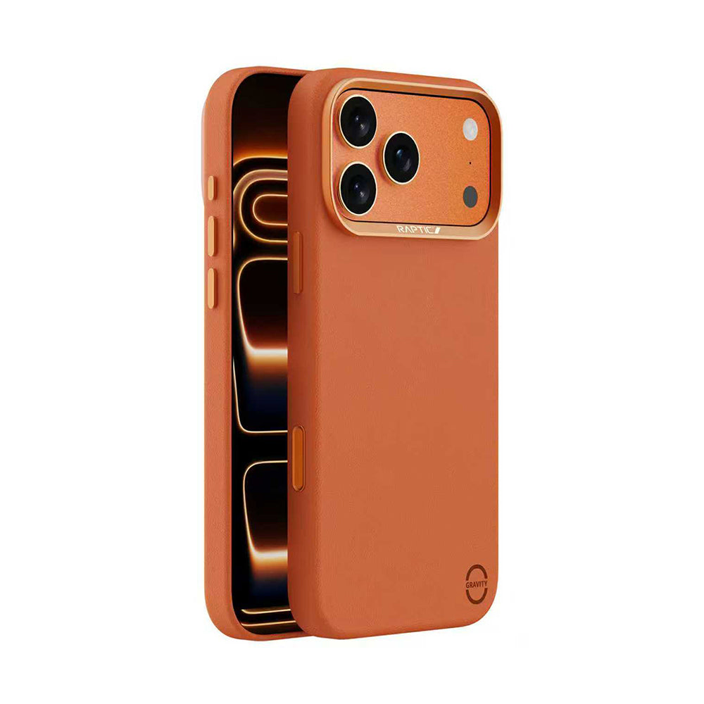 Apple iPhone 18 Pro Kılıf M-Safe Şarj Özellikli Polimerik Deri Raptic Urban Nano Kapak Turuncu