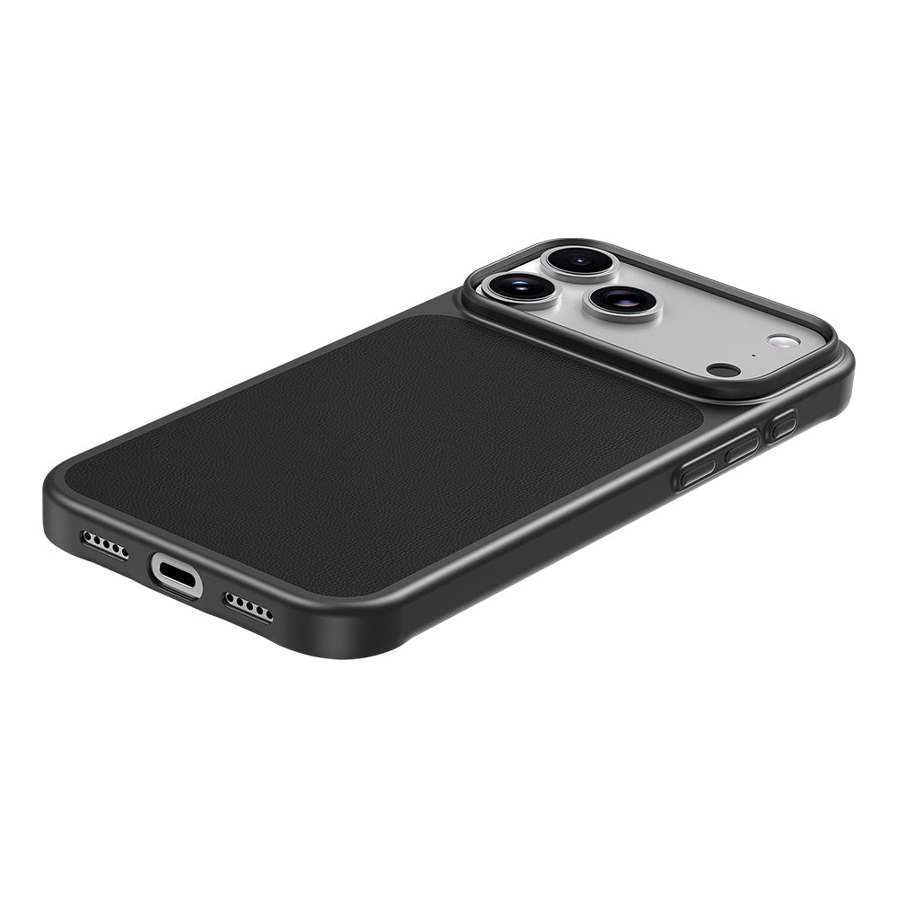Apple iPhone 18 Pro Kılıf M-Safe Şarj Özellikli PU Zore Paris Trexo Sert PC Kapak Siyah