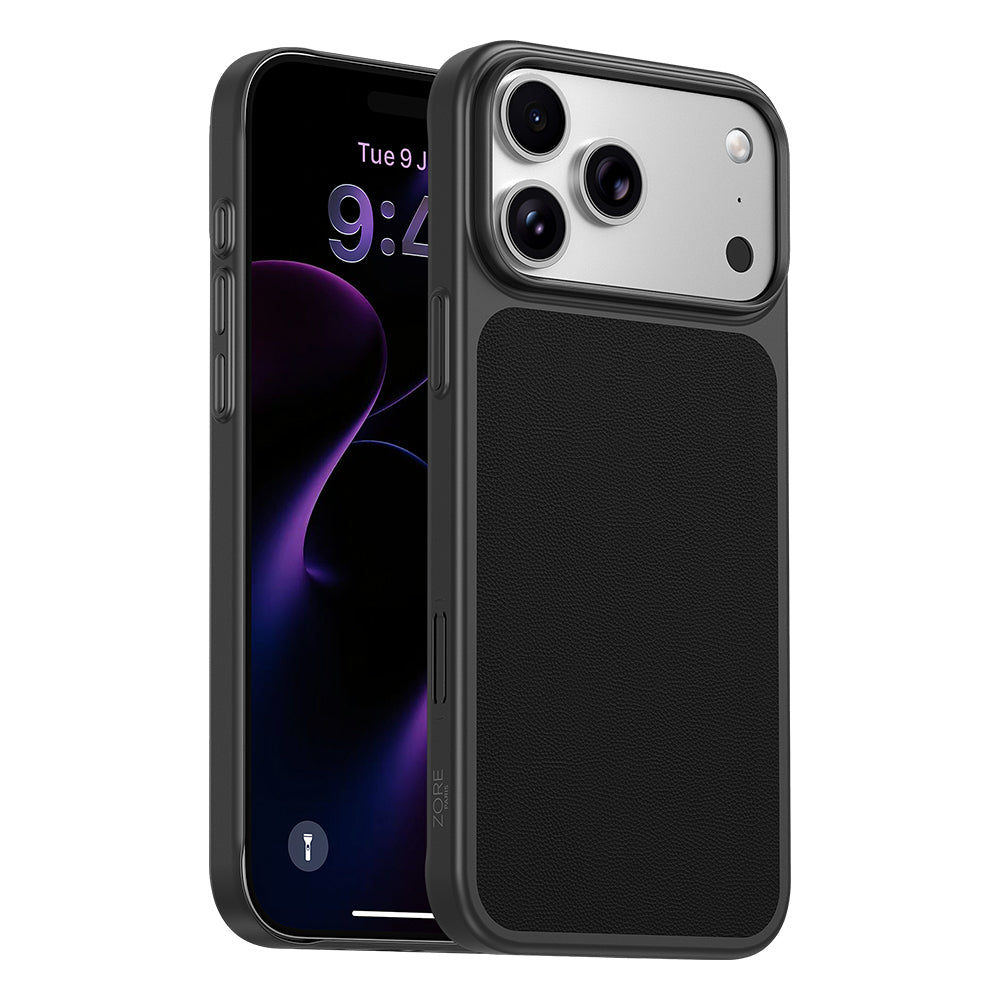 Apple iPhone 18 Pro Kılıf M-Safe Şarj Özellikli PU Zore Paris Trexo Sert PC Kapak Siyah