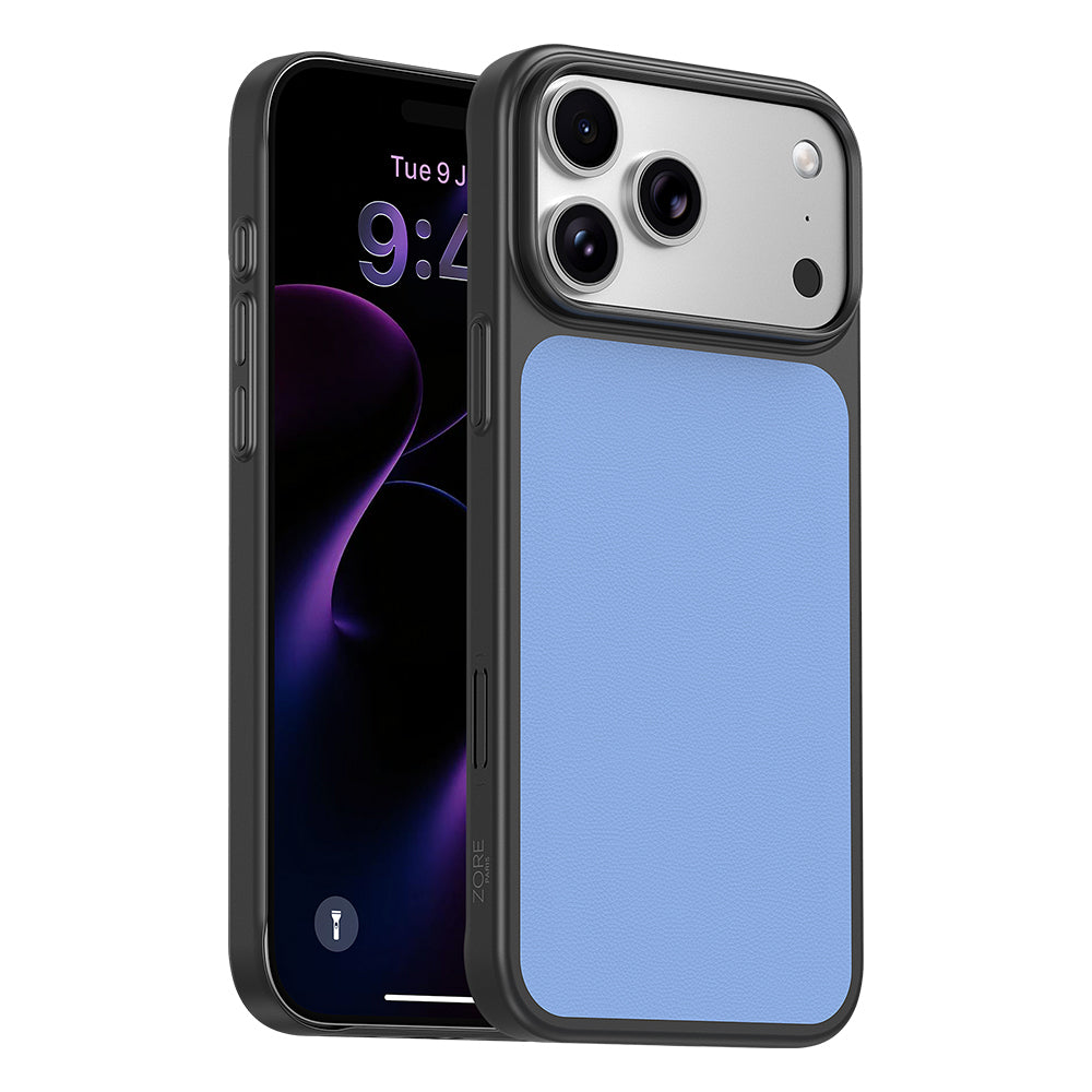 Apple iPhone 18 Pro Kılıf M-Safe Şarj Özellikli PU Zore Paris Trexo Sert PC Kapak Açık Mavi