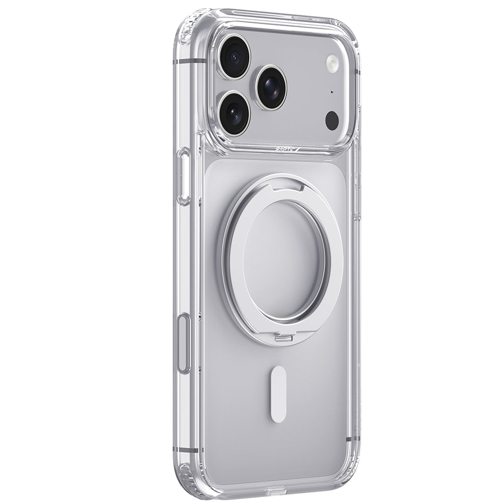 Apple iPhone 18 Pro Kılıf M-safe Şarj Özellikli Raptic Air Stand Serisi Aynalı Arka Yüzey Standlı Kapak Şeffaf