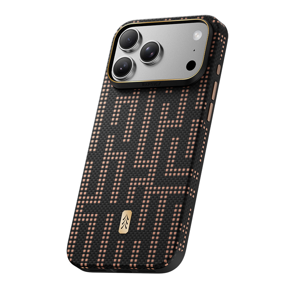 Apple iPhone 18 Pro Kılıf M-safe Şarj Özellikli Raptic Aramid Dual Ultra Grid Serisi Karbon Kapak Siyah
