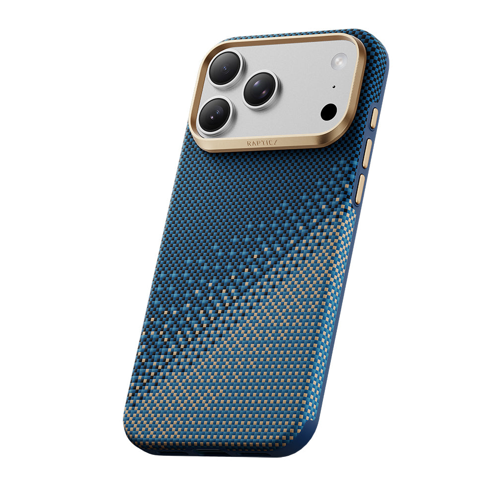 Apple iPhone 18 Pro Kılıf M-safe Şarj Özellikli Raptic Aramid Dual Ultra Serenity Serisi Karbon Kapak Lacivert