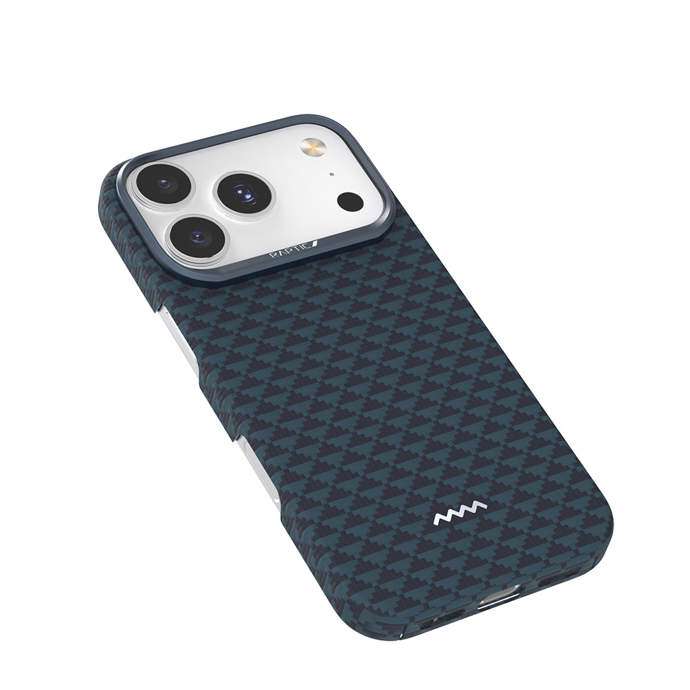 Apple iPhone 18 Pro Kılıf M-safe Şarj Özellikli Raptic Aramid Skin Origin Serisi Karbon Kapak Kahverengi