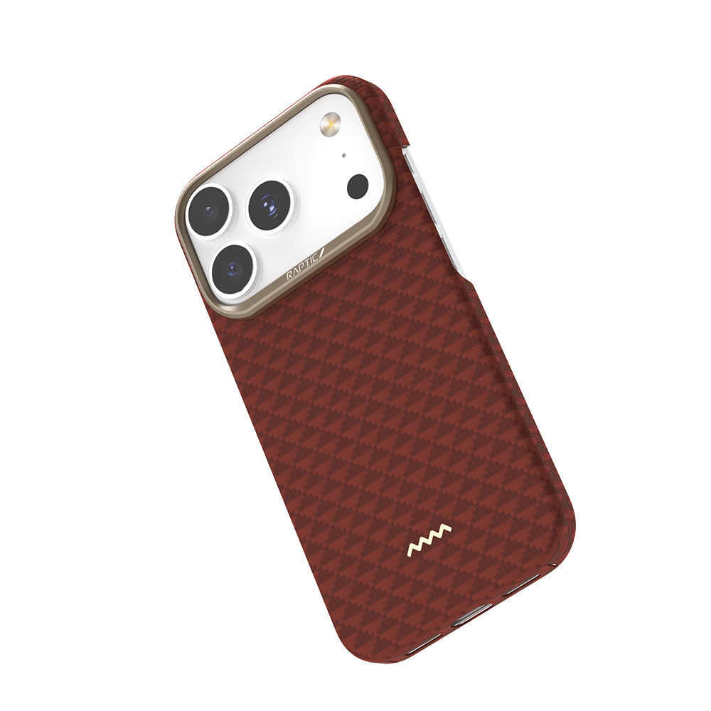 Apple iPhone 18 Pro Kılıf M-safe Şarj Özellikli Raptic Aramid Skin Origin Serisi Karbon Kapak Lacivert