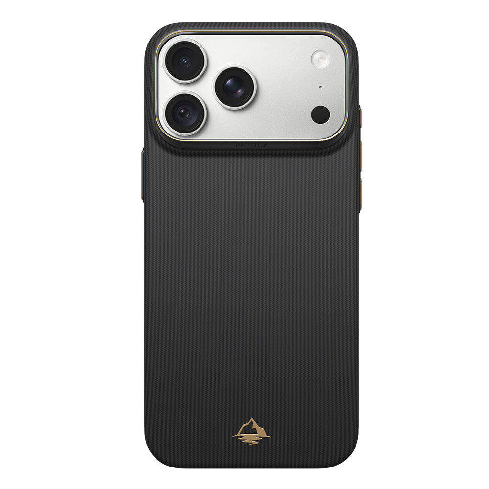 Apple iPhone 18 Pro Kılıf M-safe Şarj Özellikli Raptic Aramid Skin Reynis Serisi Karbon Kapak Siyah