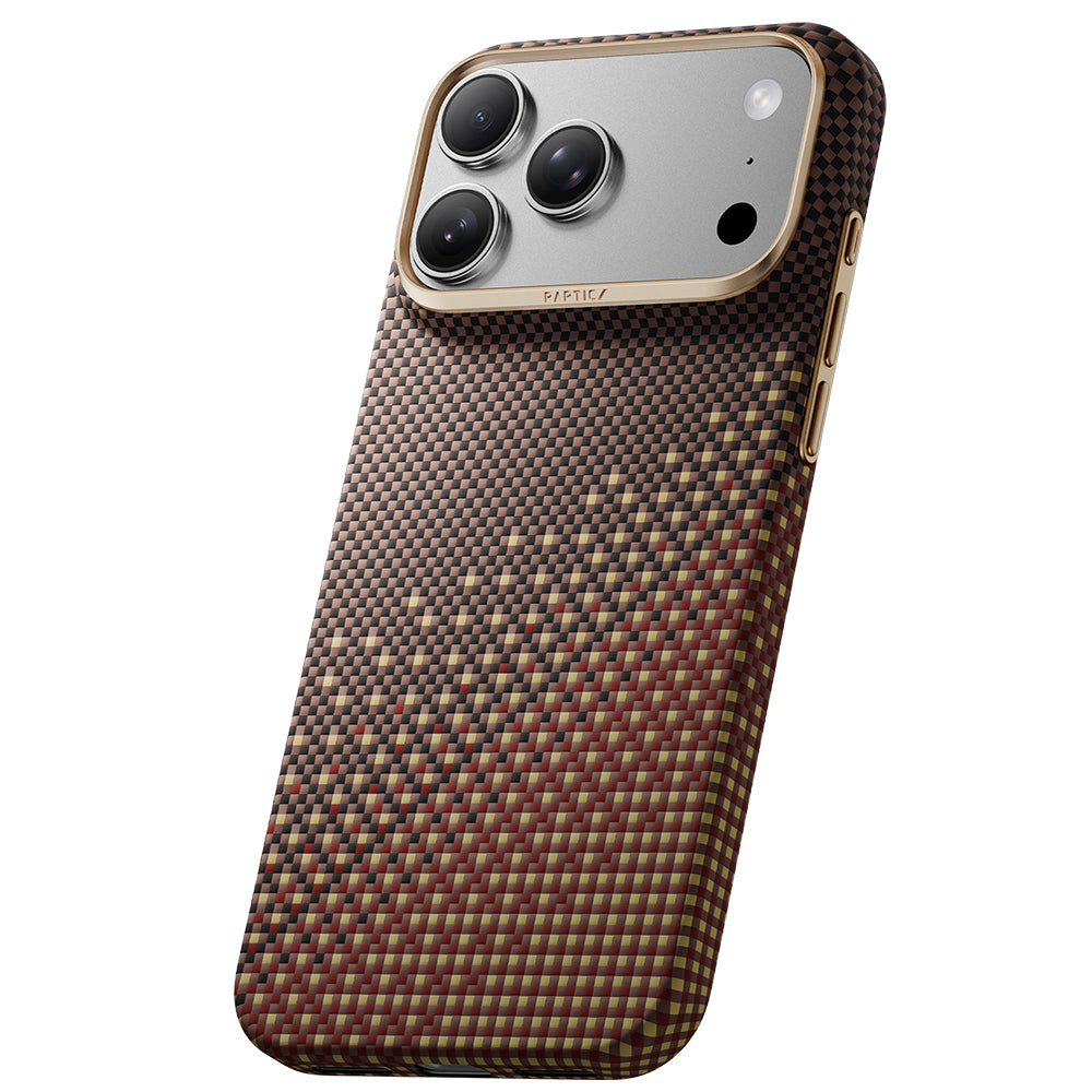 Apple iPhone 18 Pro Kılıf M-safe Şarj Özellikli Raptic Aramid Skin Serenity Serisi Karbon Kapak Kahverengi