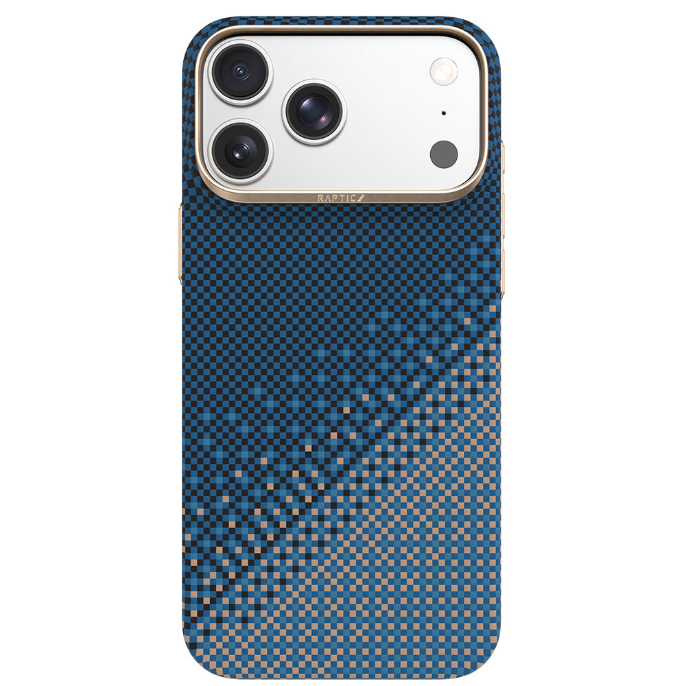 Apple iPhone 18 Pro Kılıf M-safe Şarj Özellikli Raptic Aramid Skin Serenity Serisi Karbon Kapak Lacivert
