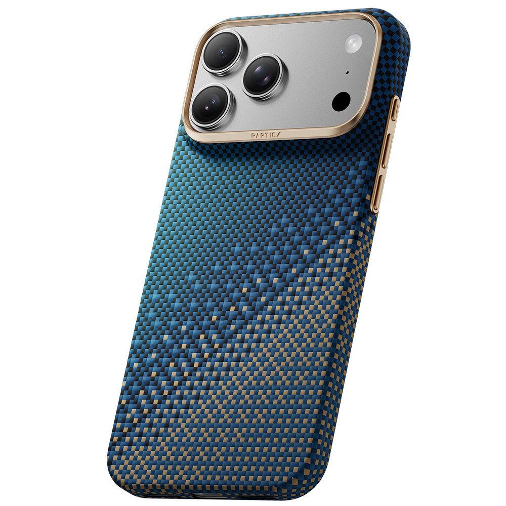 Apple iPhone 18 Pro Kılıf M-safe Şarj Özellikli Raptic Aramid Skin Serenity Serisi Karbon Kapak Lacivert