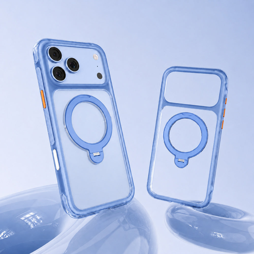 Apple iPhone 18 Pro Kılıf M-safe Şarj Özellikli Standlı Airbag Tasarımlı Mutural Air Shield Serisi Kapak Açık Mavi