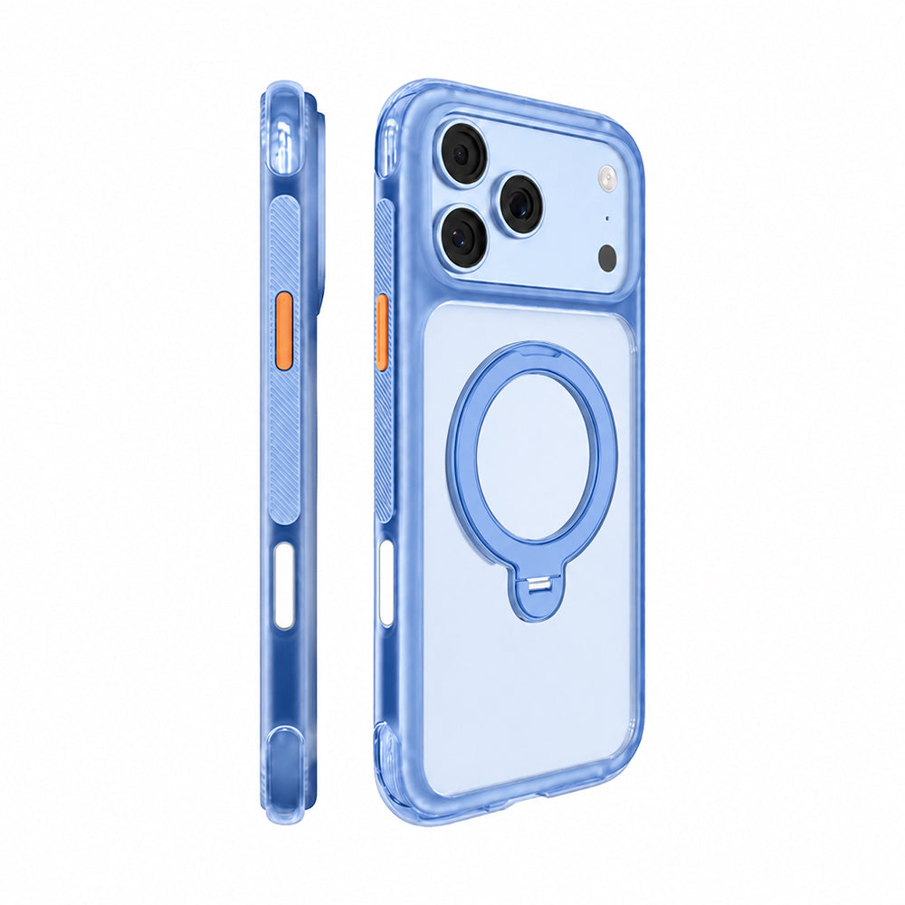 Apple iPhone 18 Pro Kılıf M-safe Şarj Özellikli Standlı Airbag Tasarımlı Mutural Air Shield Serisi Kapak Açık Mavi