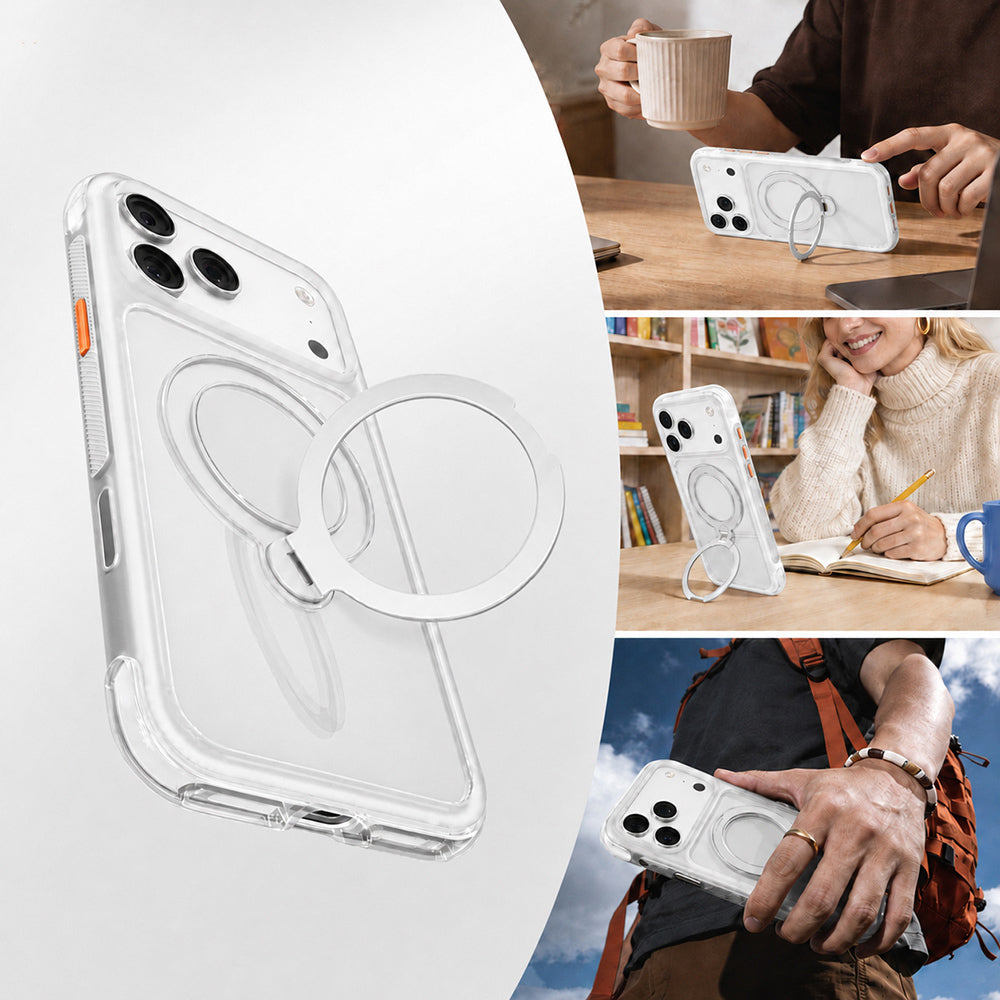 Apple iPhone 18 Pro Kılıf M-safe Şarj Özellikli Standlı Airbag Tasarımlı Mutural Air Shield Serisi Kapak Beyaz