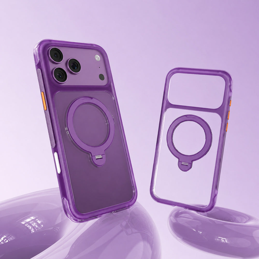 Apple iPhone 18 Pro Kılıf M-safe Şarj Özellikli Standlı Airbag Tasarımlı Mutural Air Shield Serisi Kapak Mor