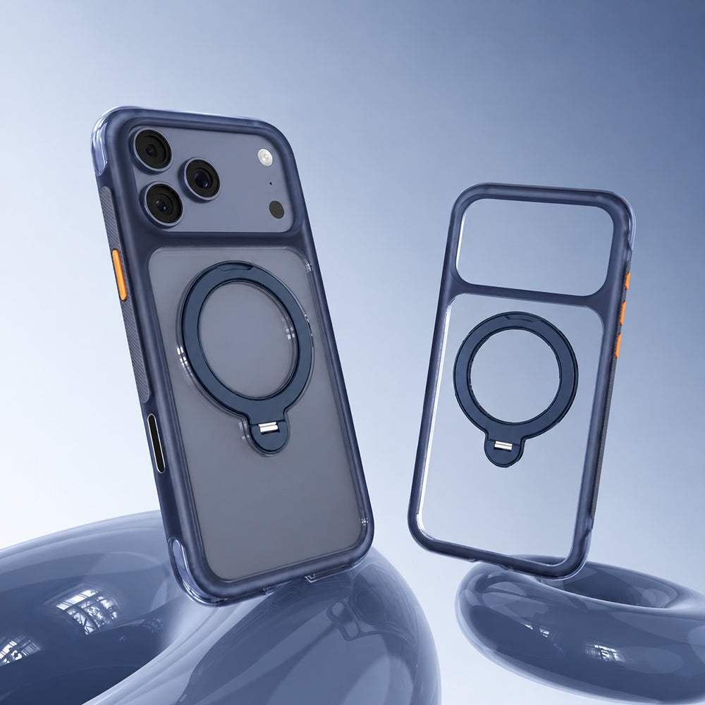 Apple iPhone 18 Pro Kılıf M-safe Şarj Özellikli Standlı Airbag Tasarımlı Mutural Air Shield Serisi Kapak Lacivert