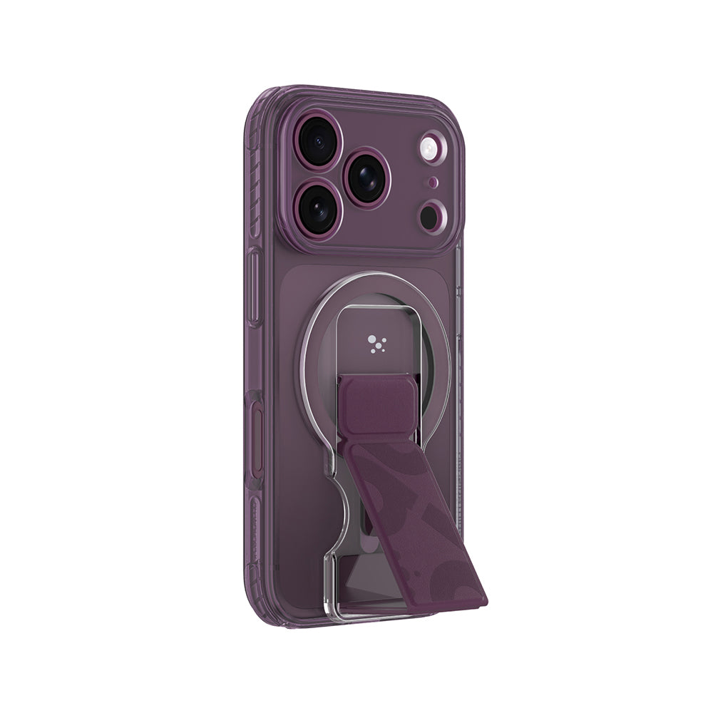 Apple iPhone 18 Pro Kılıf M-safe Şarj Özellikli Standlı Amazingthing Titan Pro Grip Stand Serisi Kapak Mor
