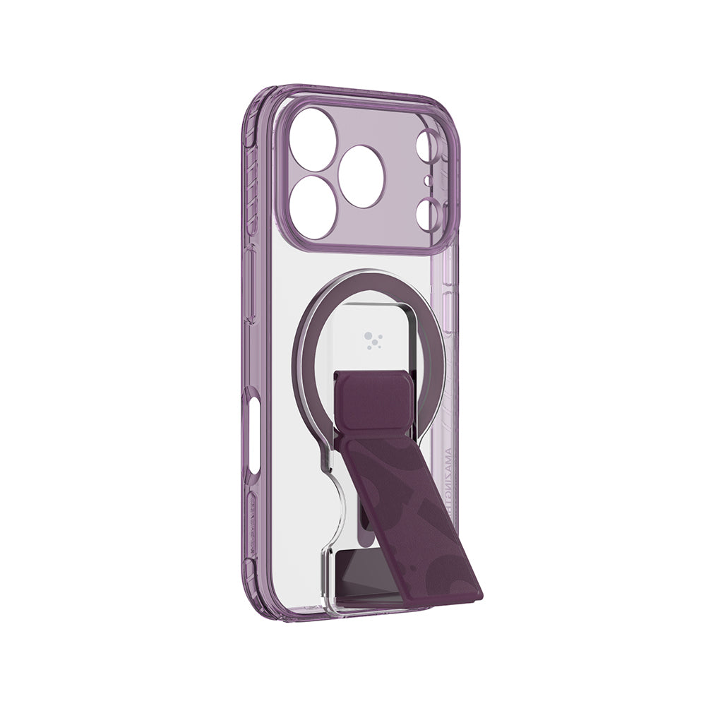 Apple iPhone 18 Pro Kılıf M-safe Şarj Özellikli Standlı Amazingthing Titan Pro Grip Stand Serisi Kapak Mor