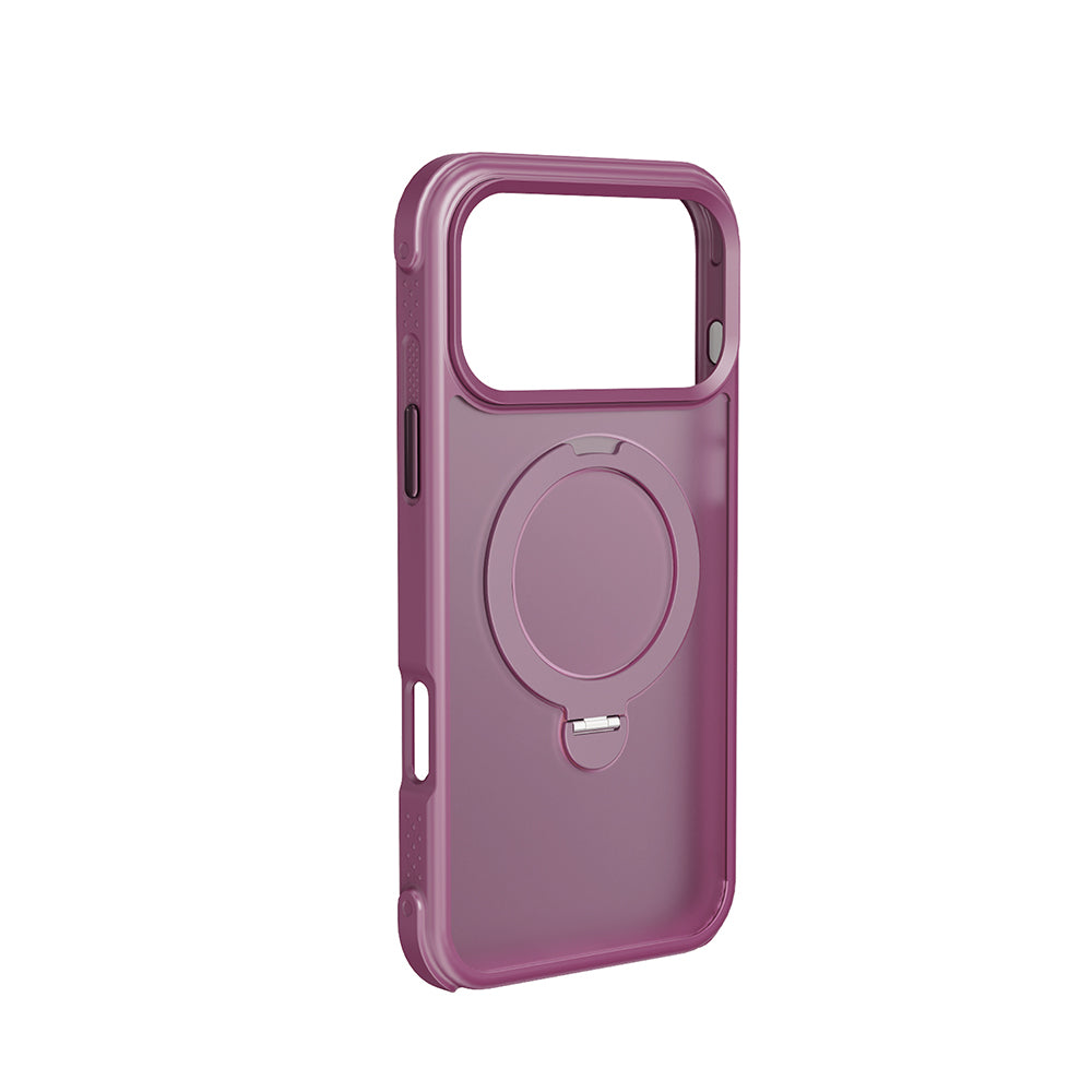 Apple iPhone 18 Pro Kılıf M-safe Şarj Özellikli Standlı Lenyes Eclat Kapak Bordo