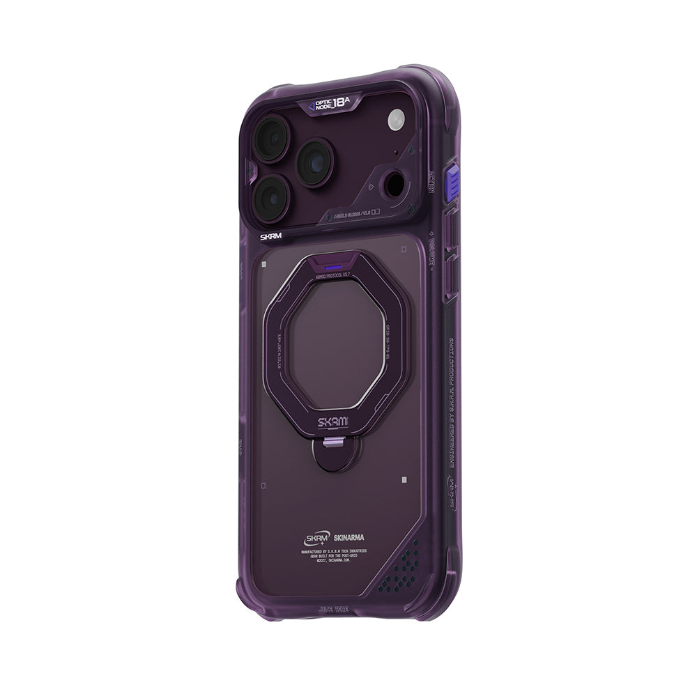 Apple iPhone 18 Pro Kılıf M-safe Şarj Özellikli Standlı Skinarma Saturn Kapak Bordo