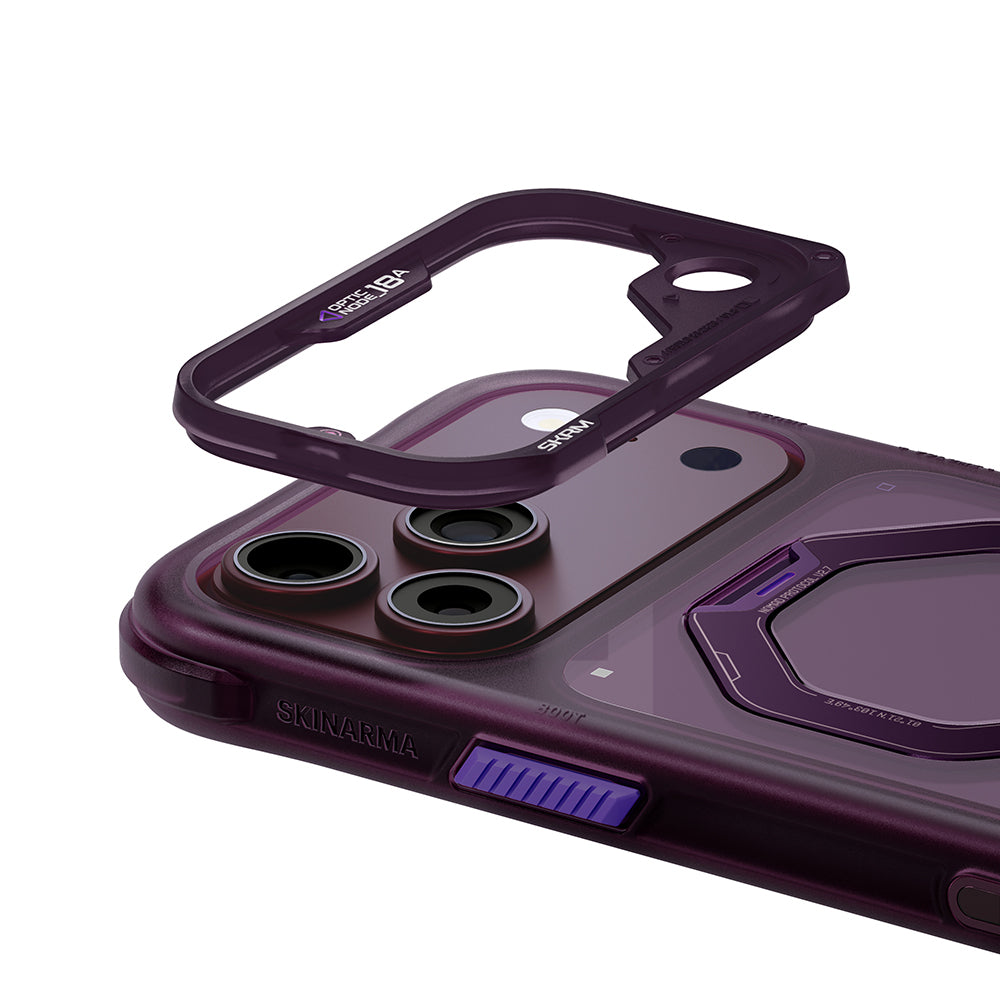 Apple iPhone 18 Pro Kılıf M-safe Şarj Özellikli Standlı Skinarma Saturn Kapak Bordo