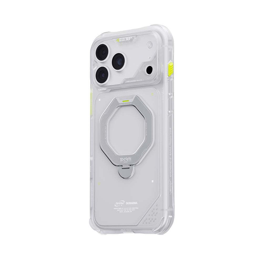 Apple iPhone 18 Pro Kılıf M-safe Şarj Özellikli Standlı Skinarma Saturn Kapak Beyaz