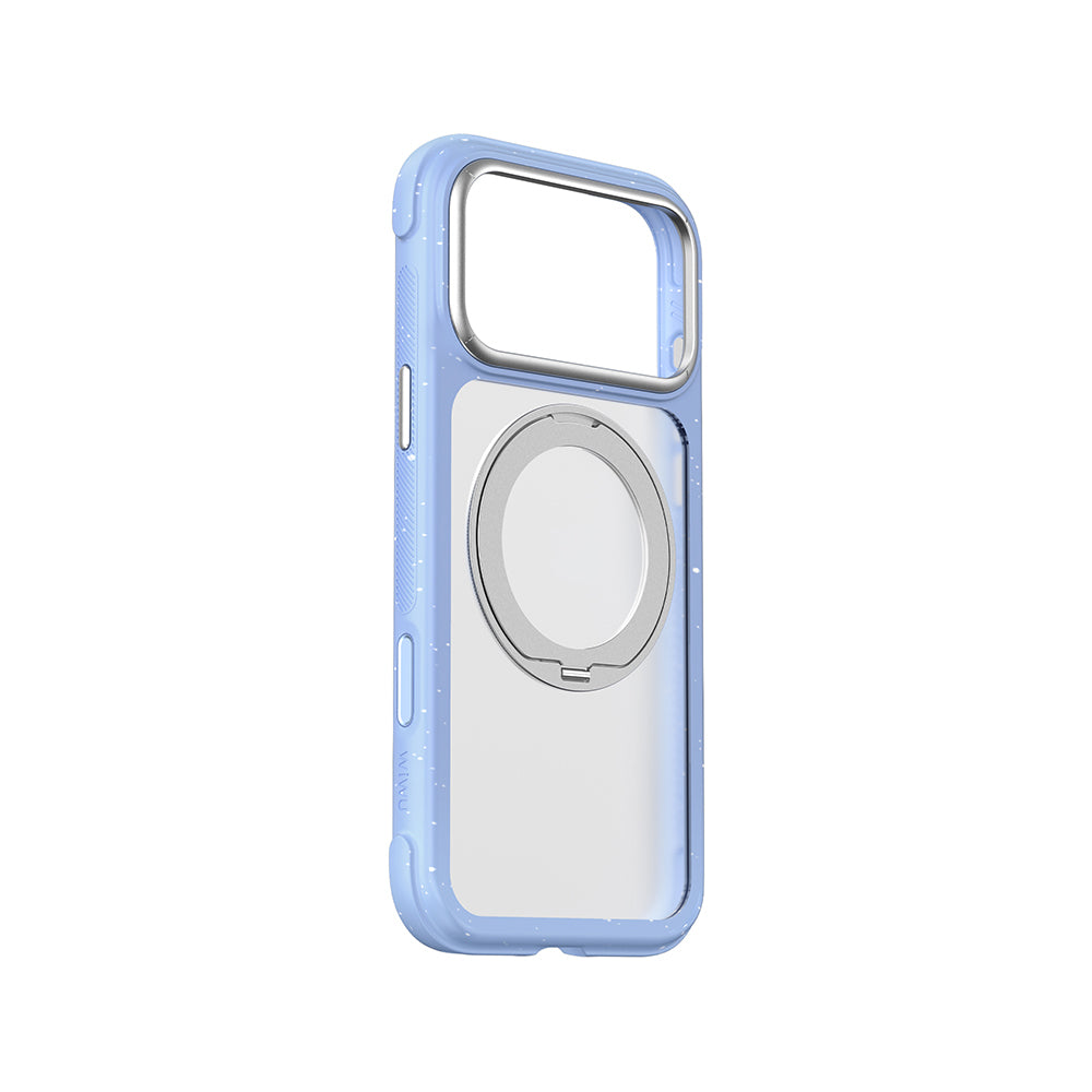 Apple iPhone 18 Pro Kılıf M-safe Şarj Özellikli Wiwu AA-203 AeroArmor Ultra Serisi Airbag Tasarımlı Standlı Kapak Mavi