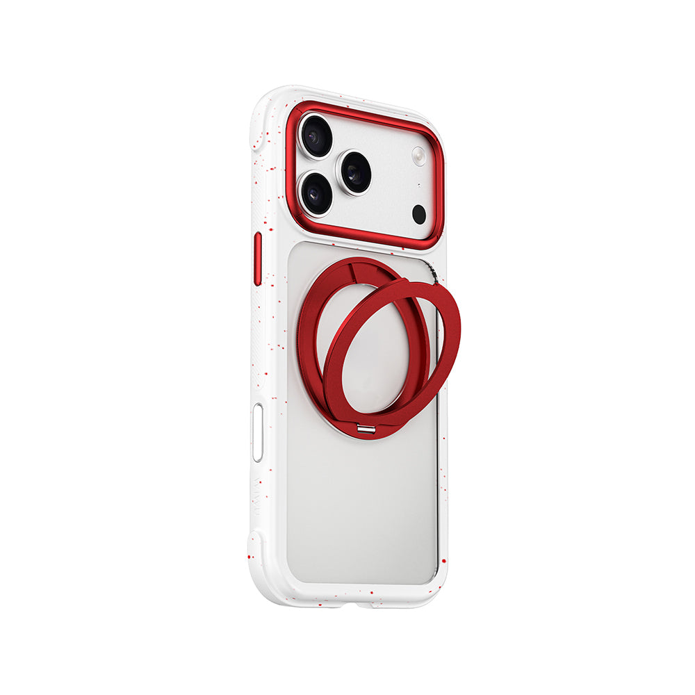 Apple iPhone 18 Pro Kılıf M-safe Şarj Özellikli Wiwu AA-203 AeroArmor Ultra Serisi Airbag Tasarımlı Standlı Kapak Beyaz